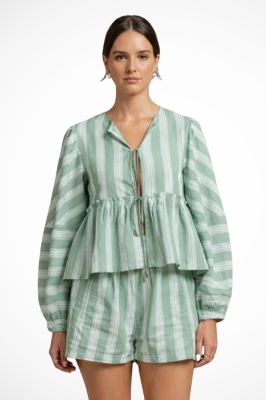 Ophelia | Elegant Striped Peplum Two Piece Set