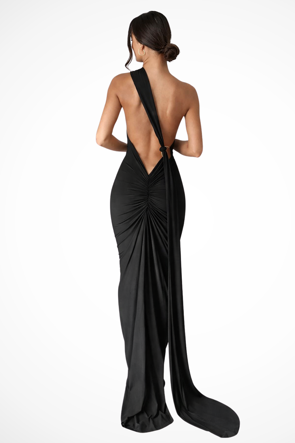 Seraphina | Elegant One Shoulder Ruched Back Formal Maxi Dress