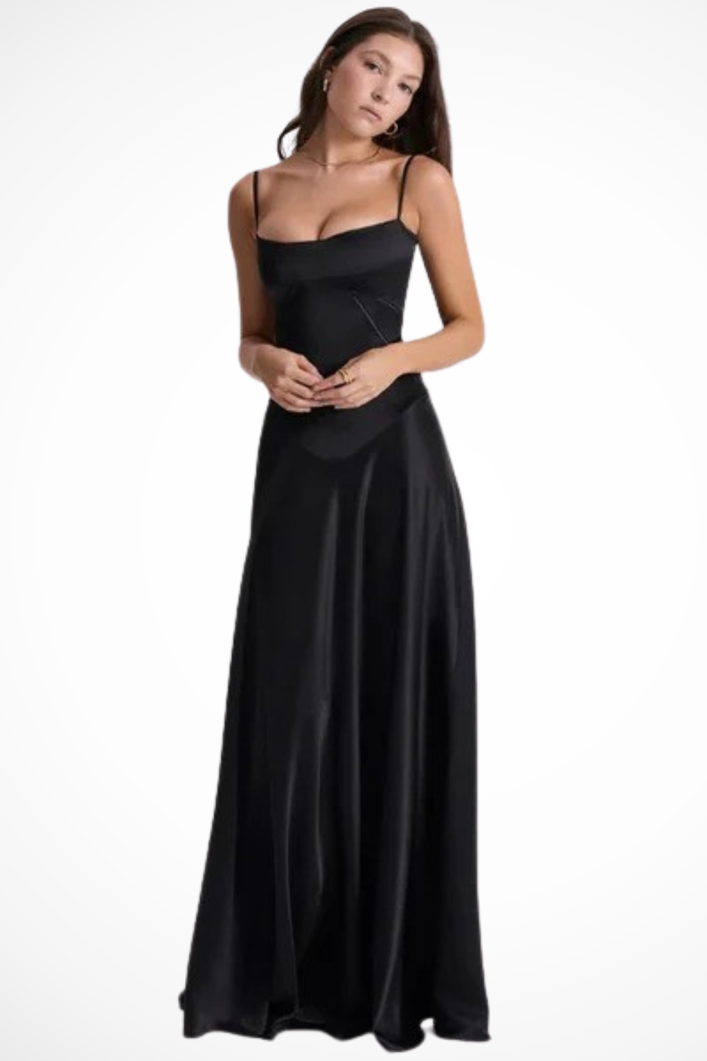 Celeste | Elegant Satin Corset Lace-Up Maxi Dress