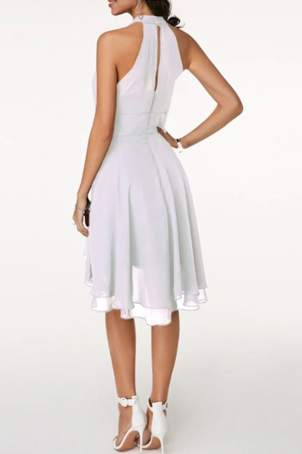 Adrielle | Elegant Tiered Ruffle Halter Mini Dress