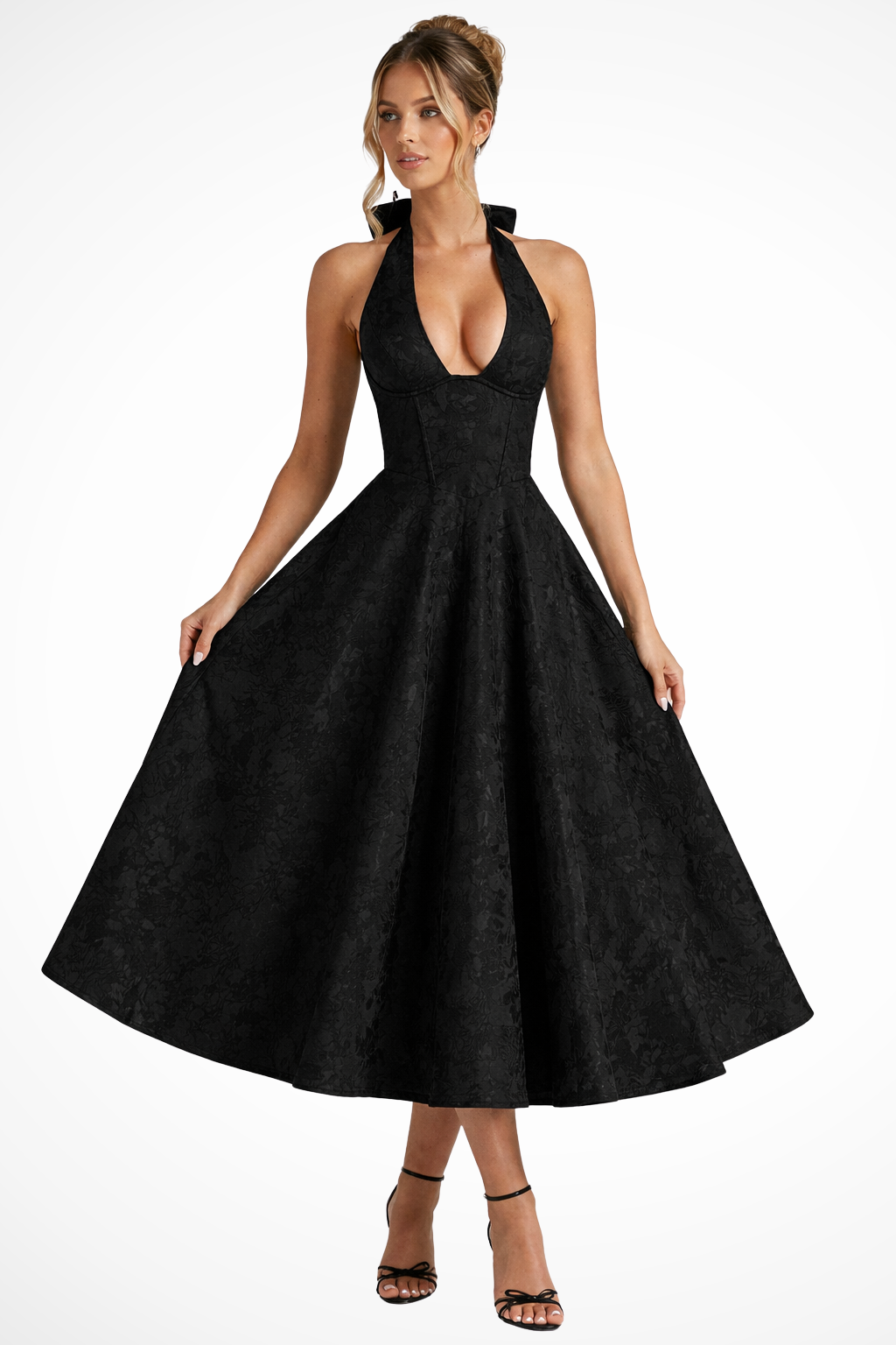 Valentina | Elegant Halter Neck Structured Midi Dress