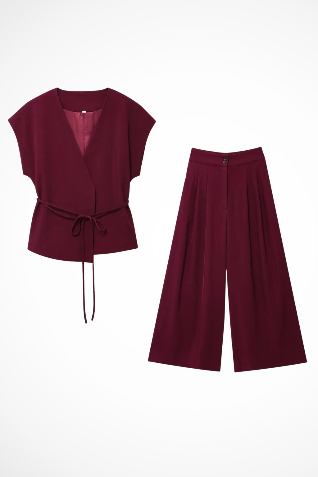 Adrielle | Elegant Wrap Top Wide Leg Pants Set