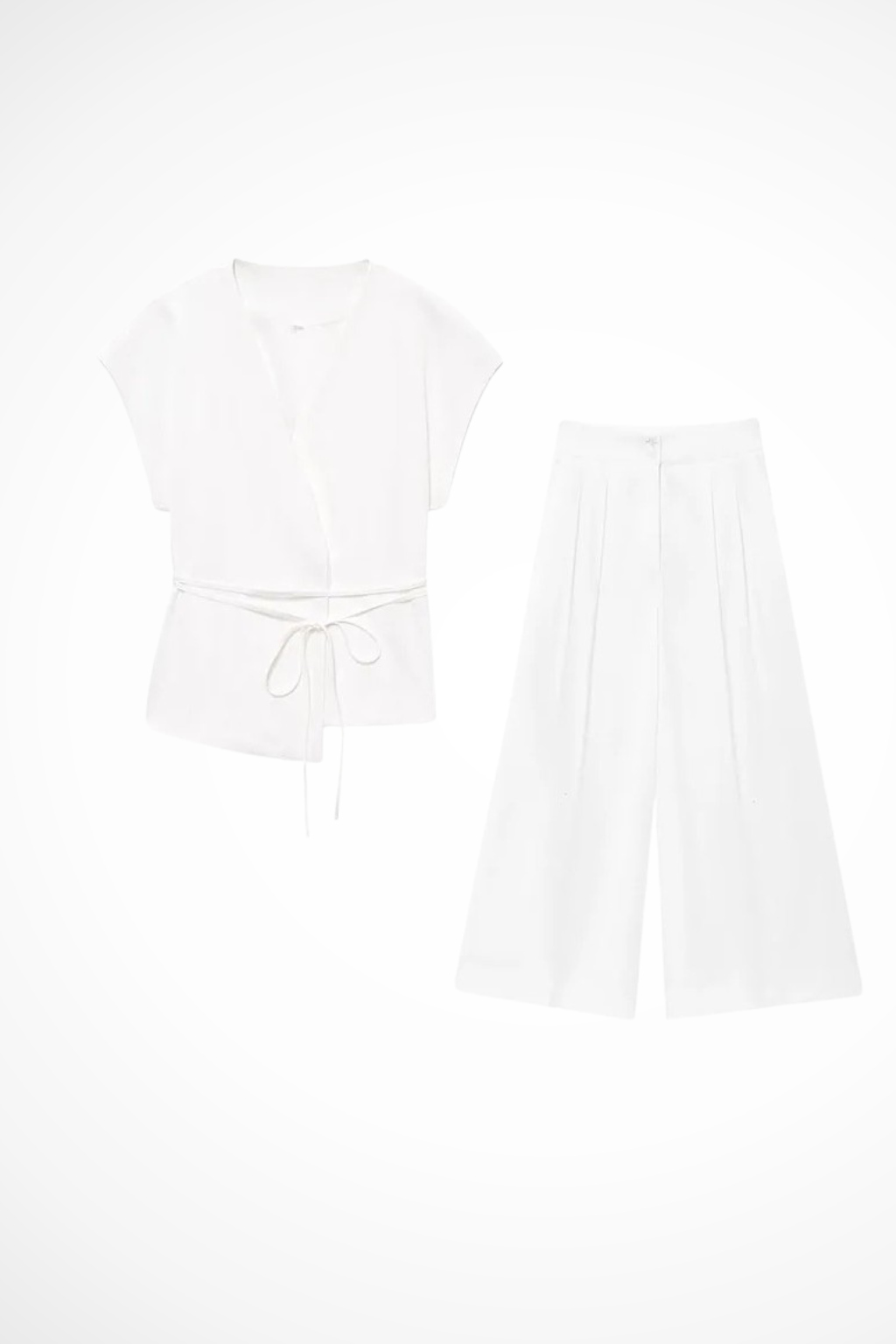 Adrielle | Elegant Wrap Top Wide Leg Pants Set