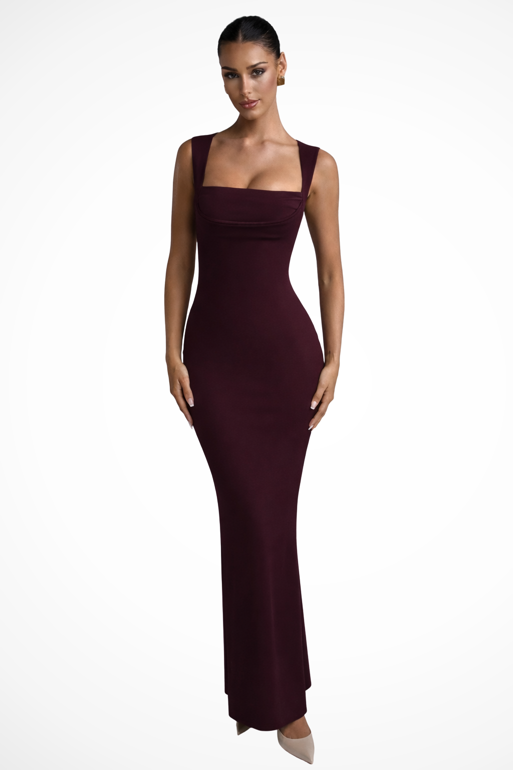 Isadora | Elegant Square Neck Bodycon Maxi Dress