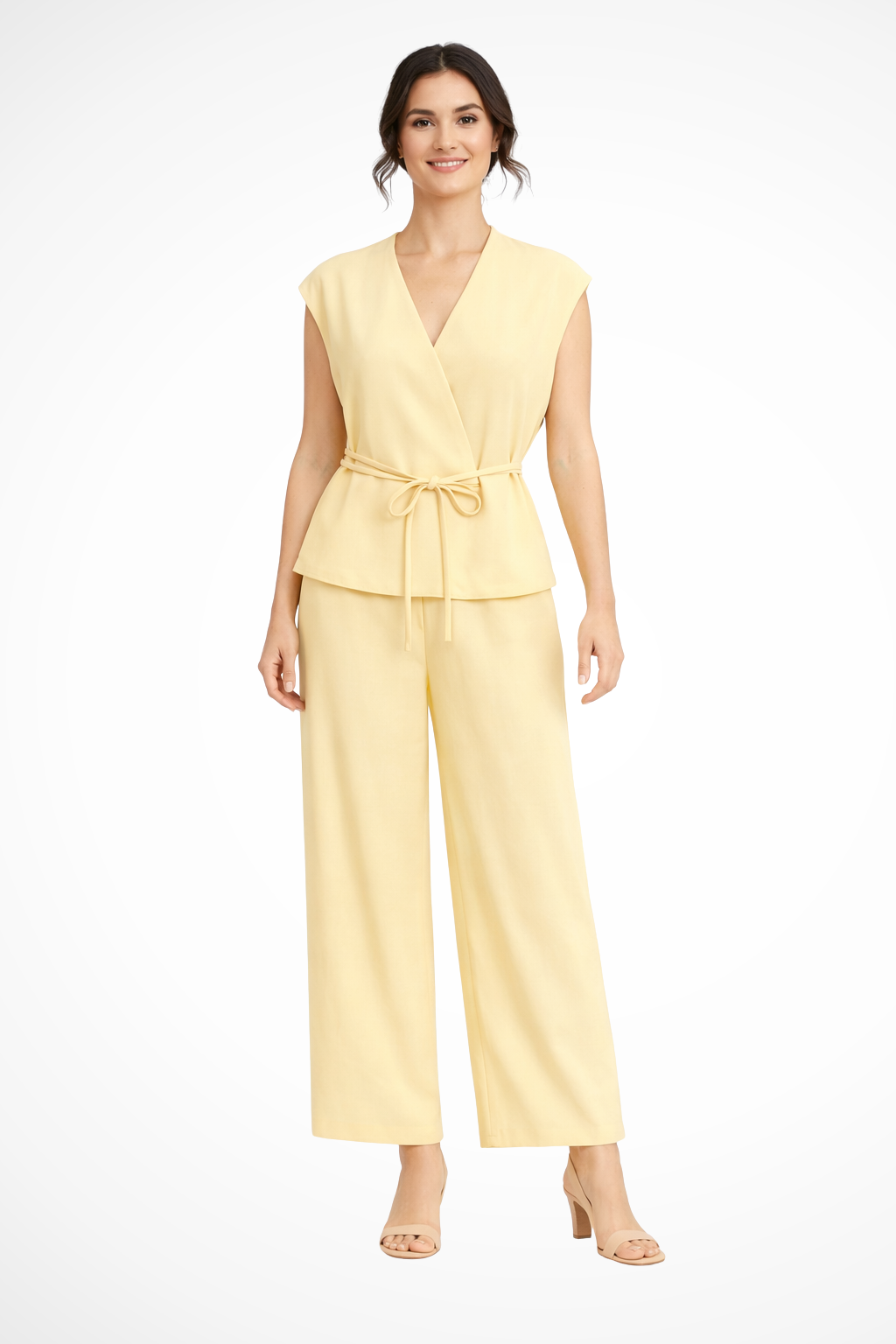 Adrielle | Elegant Wrap Top Wide Leg Pants Set