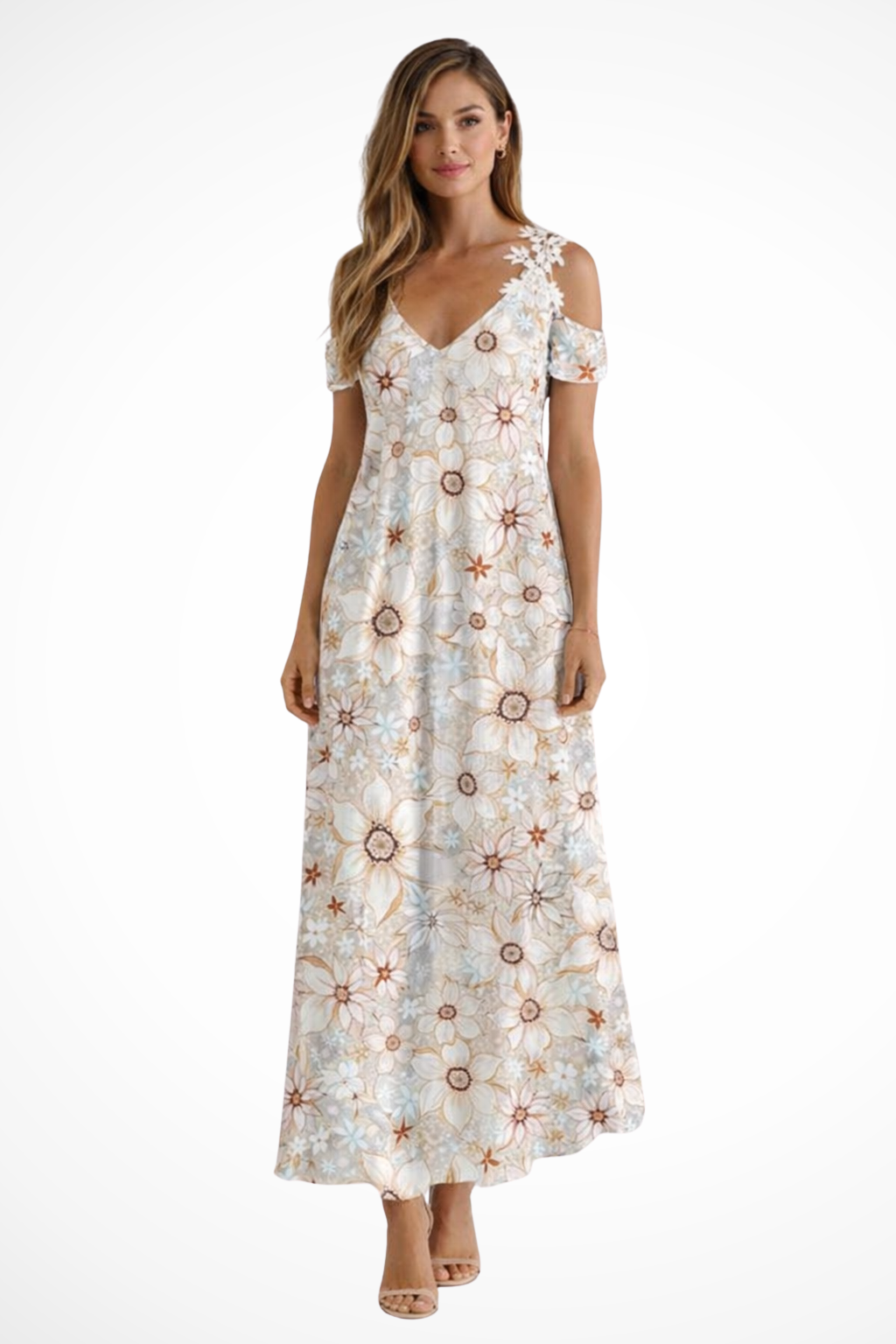 Valentina | Floral Cold Shoulder Maxi Dress