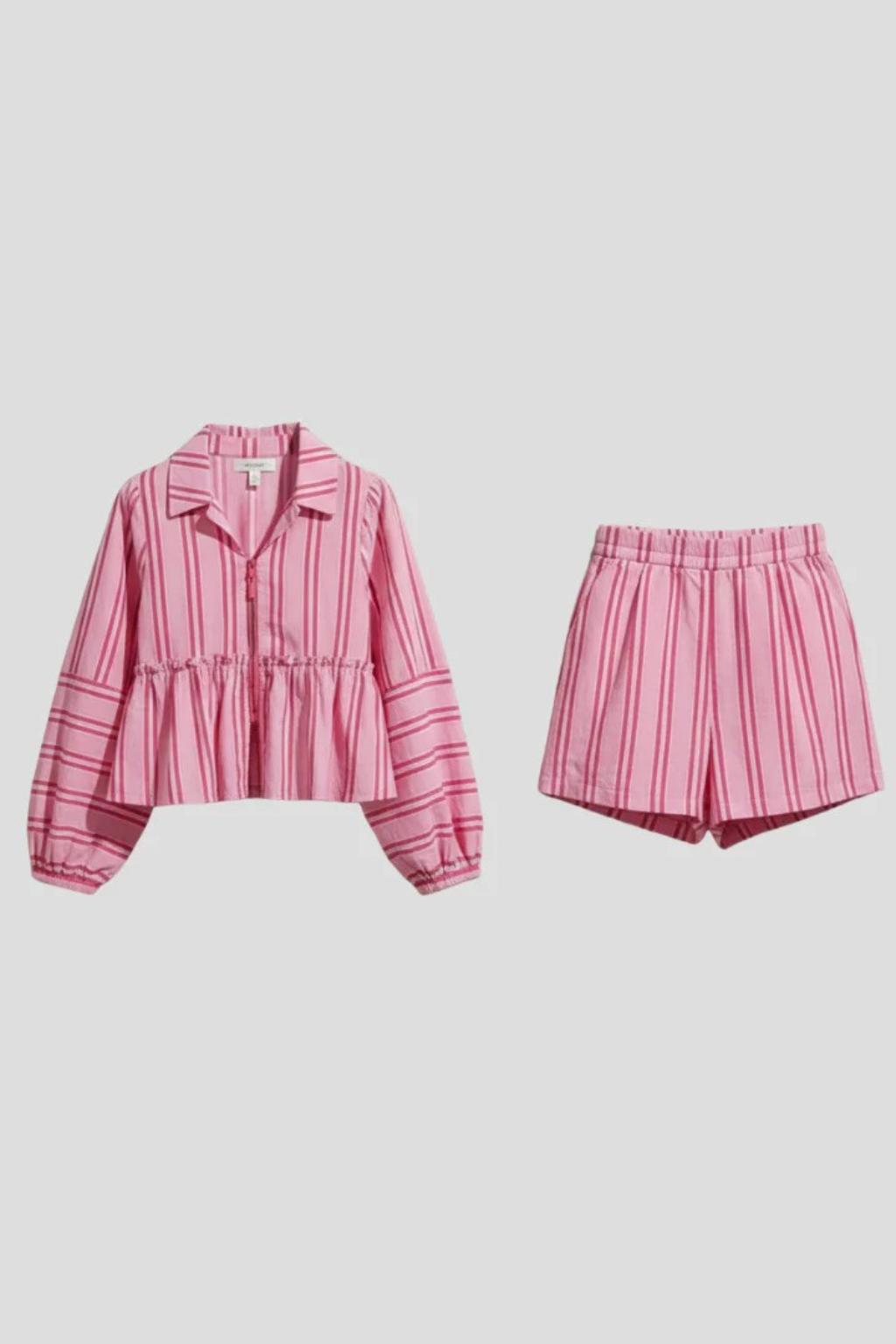 Ophelia | Elegant Striped Peplum Two Piece Set