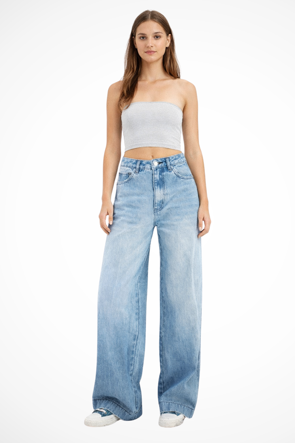 Luneth | Effortless Oversized Wide Leg Denim Jeans