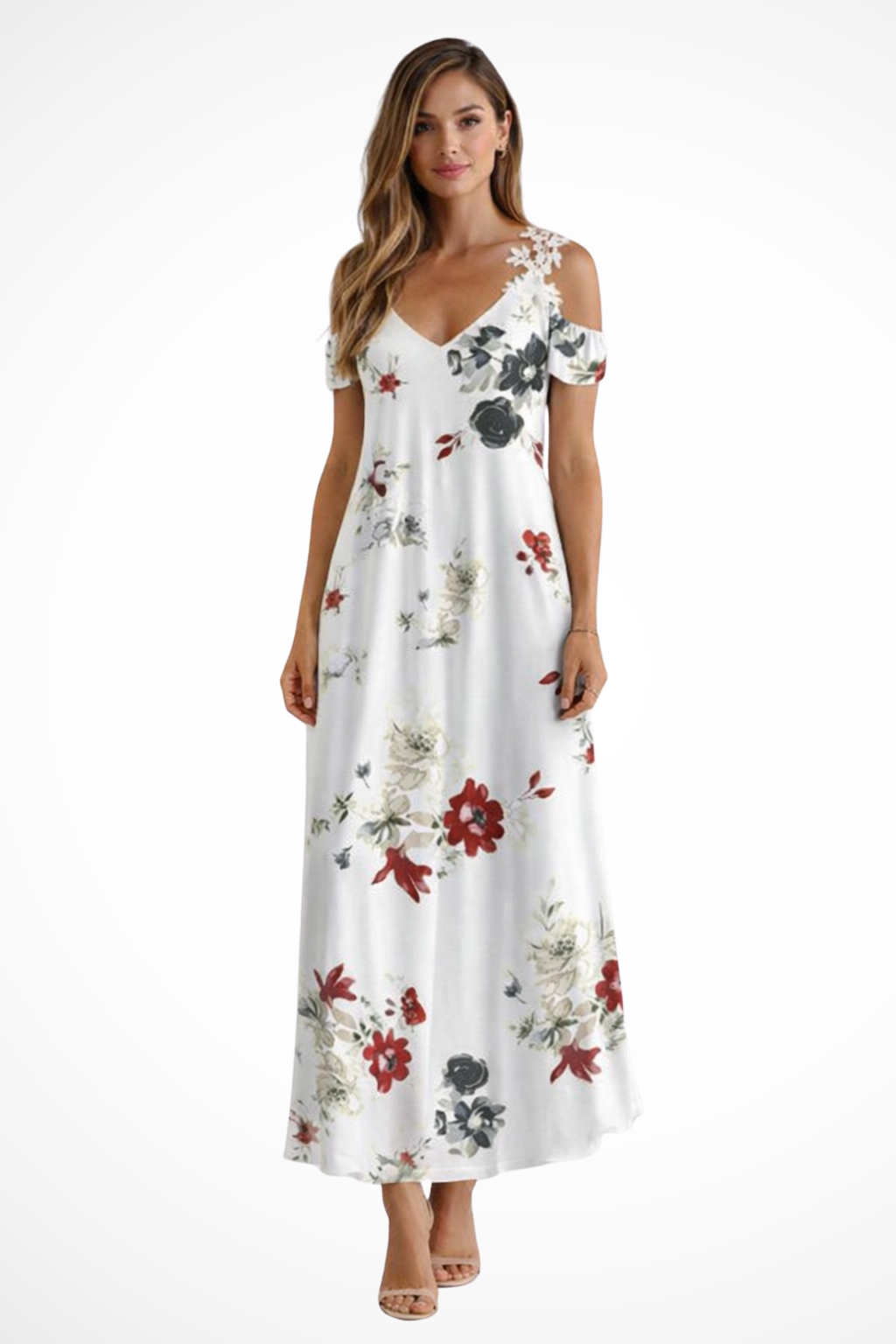 Valentina | Floral Cold Shoulder Maxi Dress