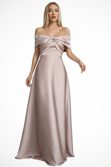Rosalind | Elegant Off Shoulder Twisted Knot Formal Maxi Dress