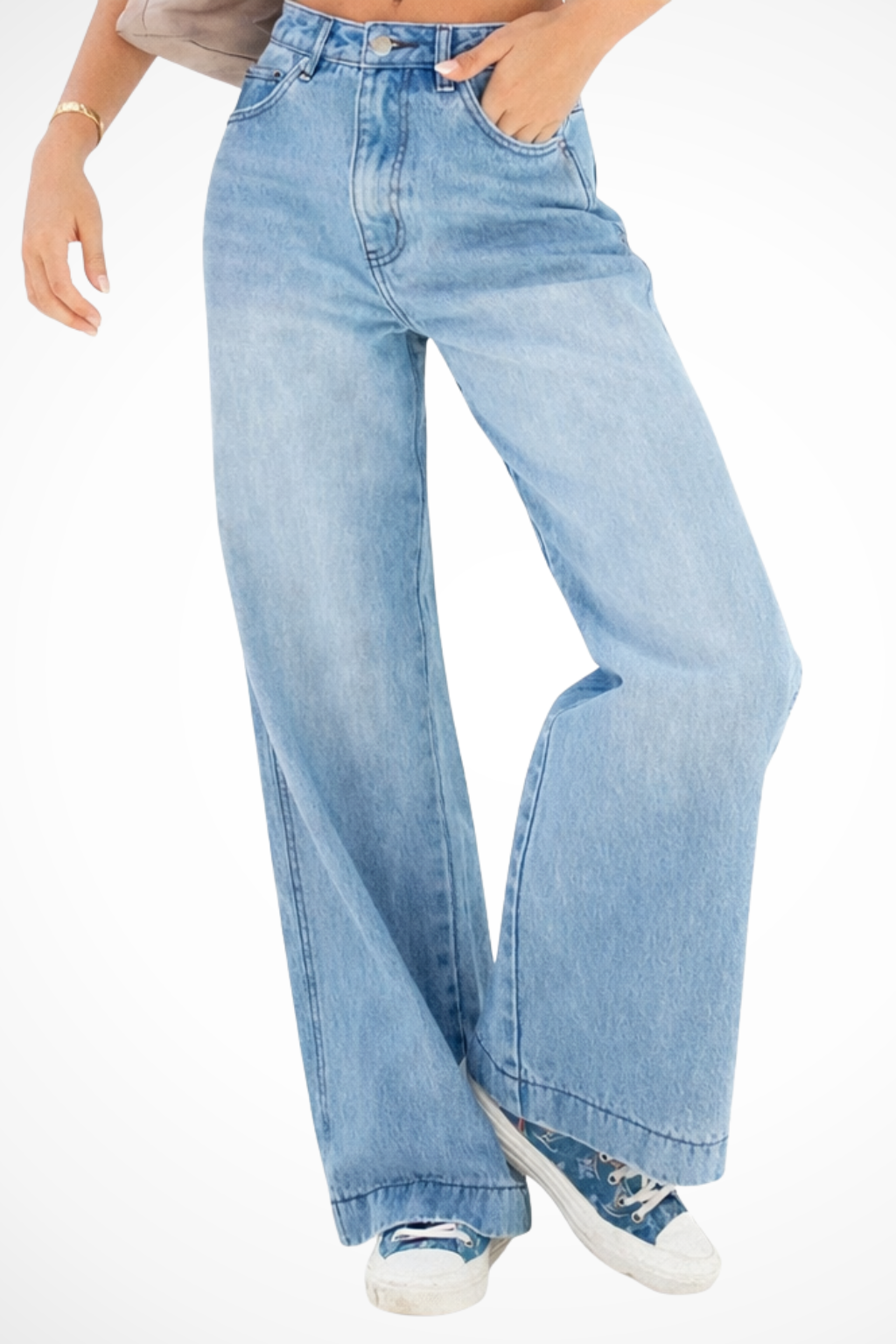Luneth | Effortless Oversized Wide Leg Denim Jeans