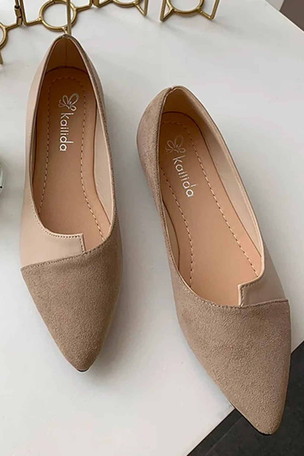 Seraphina | Elegant Pointed Toe Mixed Texture Flats