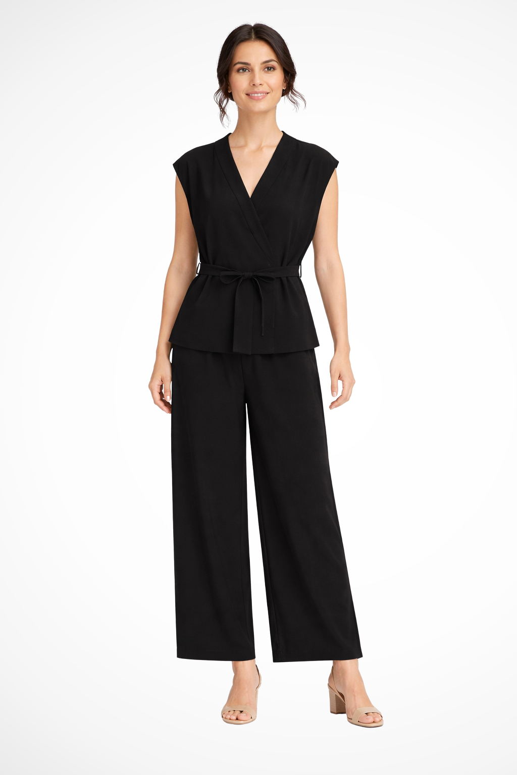 Adrielle | Elegant Wrap Top Wide Leg Pants Set