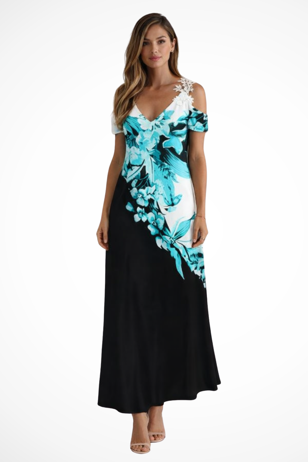 Valentina | Floral Cold Shoulder Maxi Dress