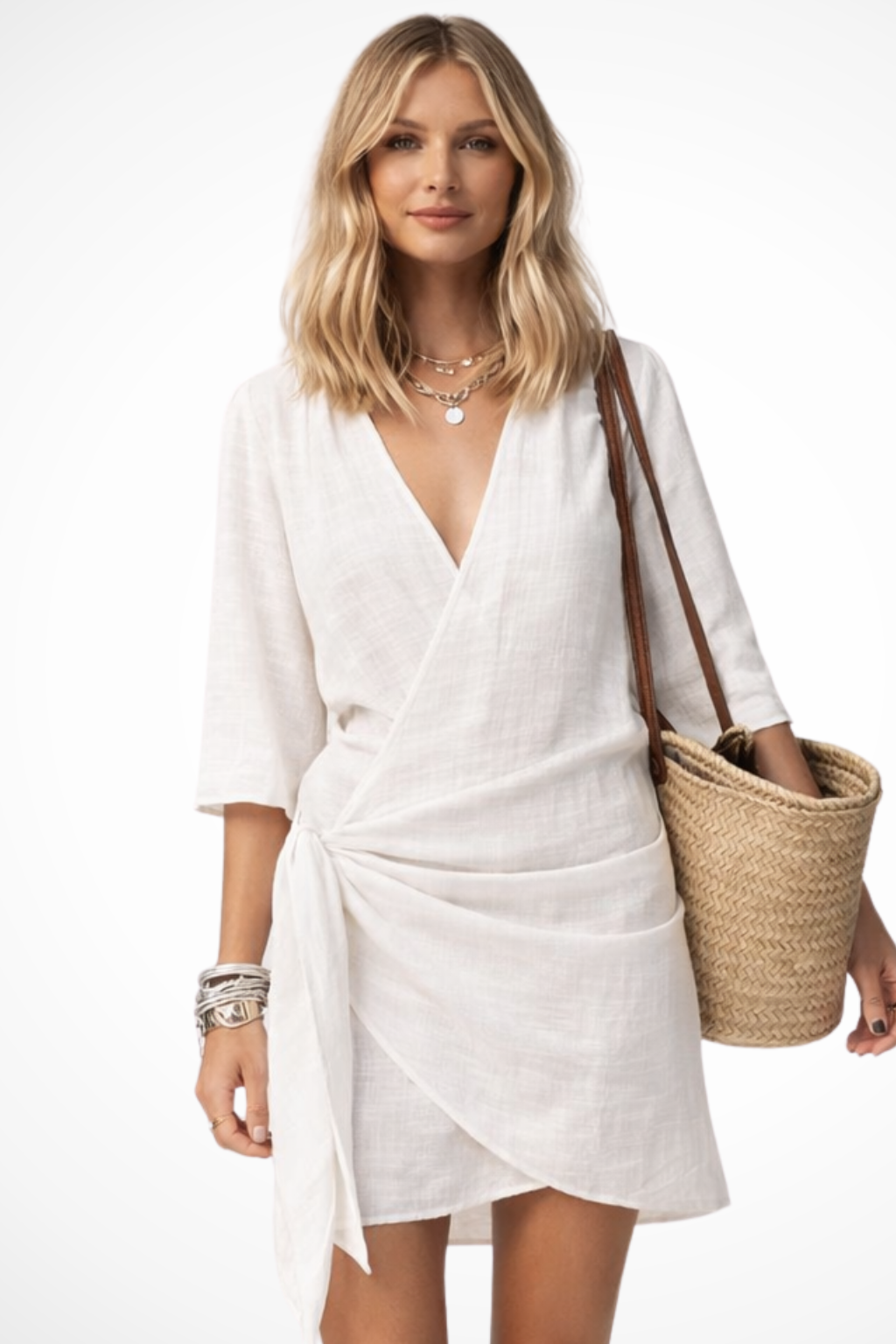 Celeste | Elegant Wrap Linen Mini Dress