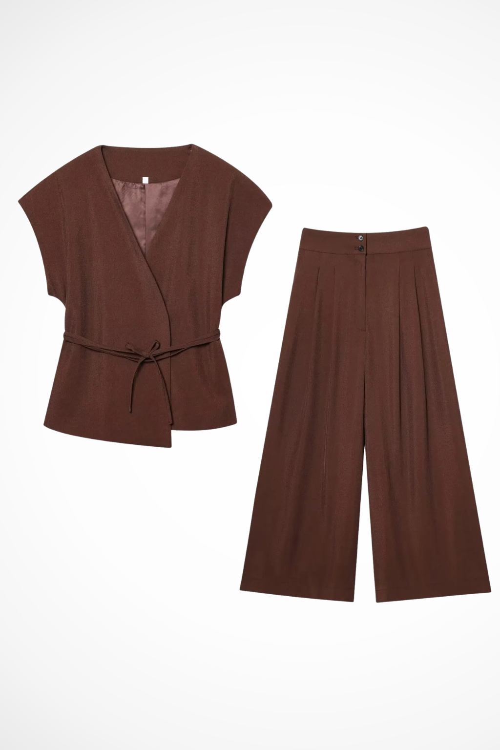 Adrielle | Elegant Wrap Top Wide Leg Pants Set