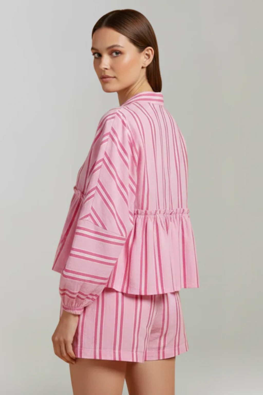 Ophelia | Elegant Striped Peplum Two Piece Set