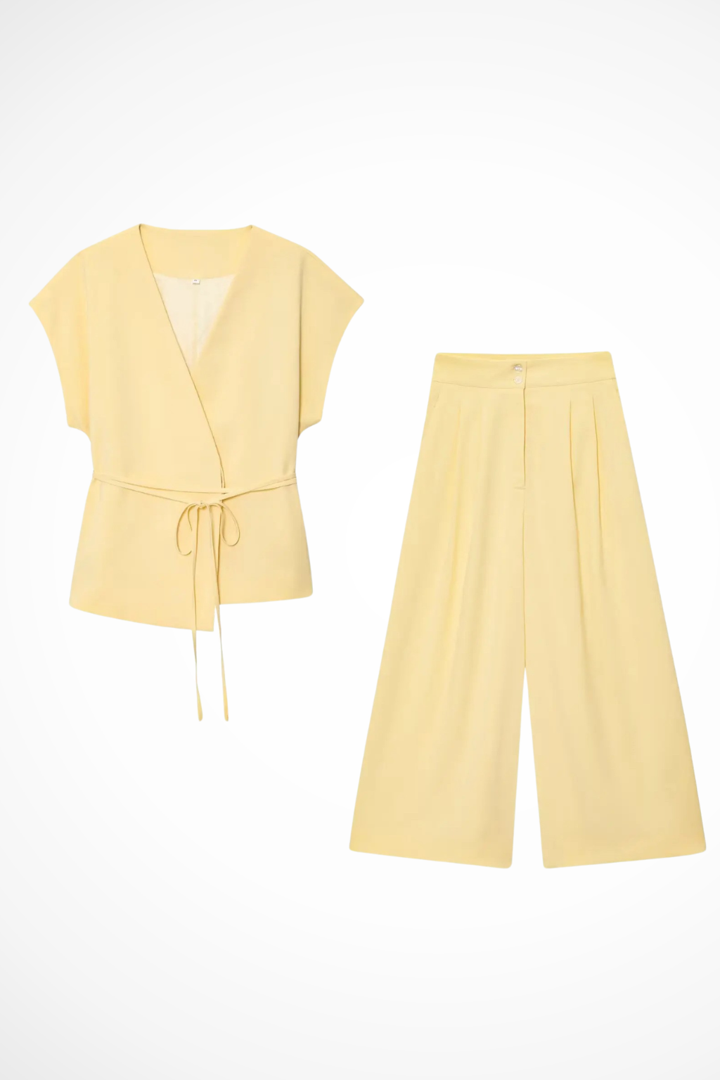Adrielle | Elegant Wrap Top Wide Leg Pants Set