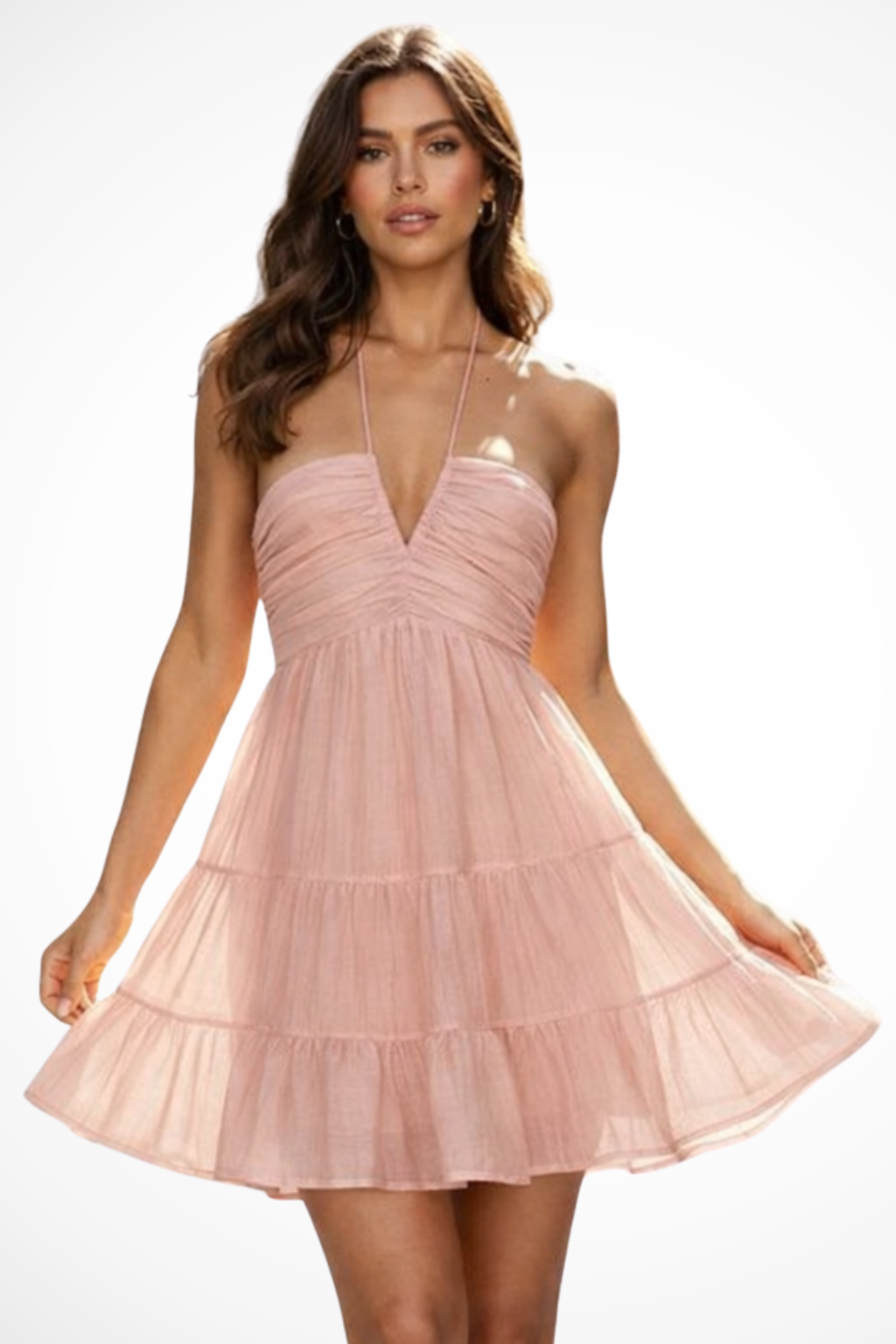 Claribel | Romantic Halter Ruched Mini Dress