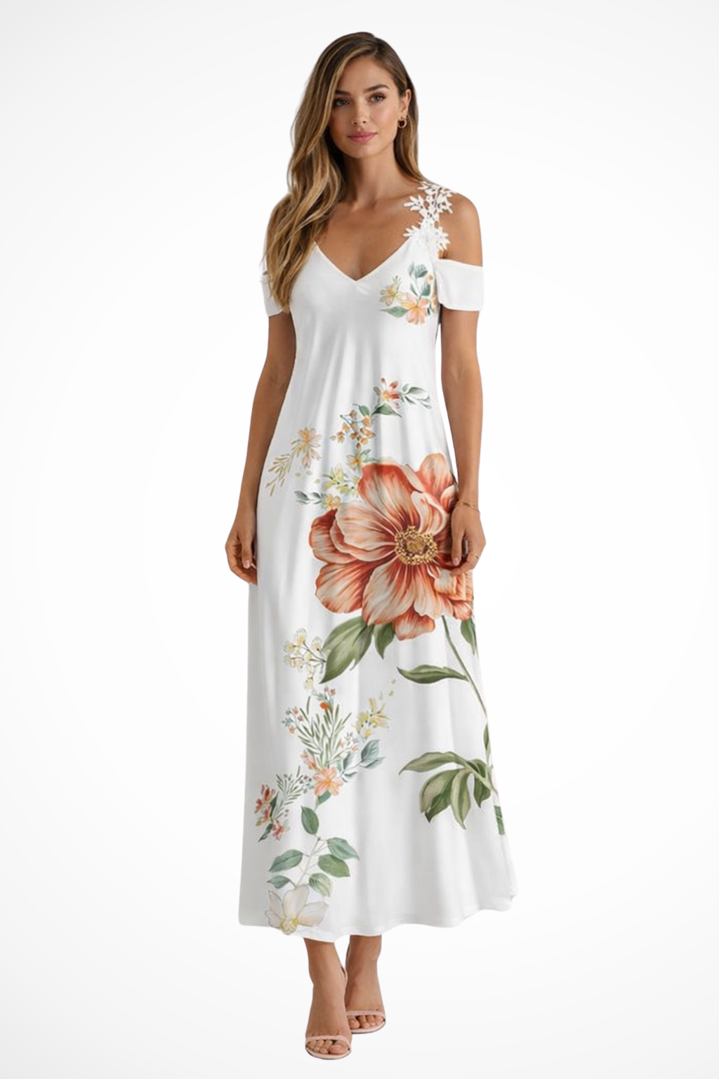 Valentina | Floral Cold Shoulder Maxi Dress
