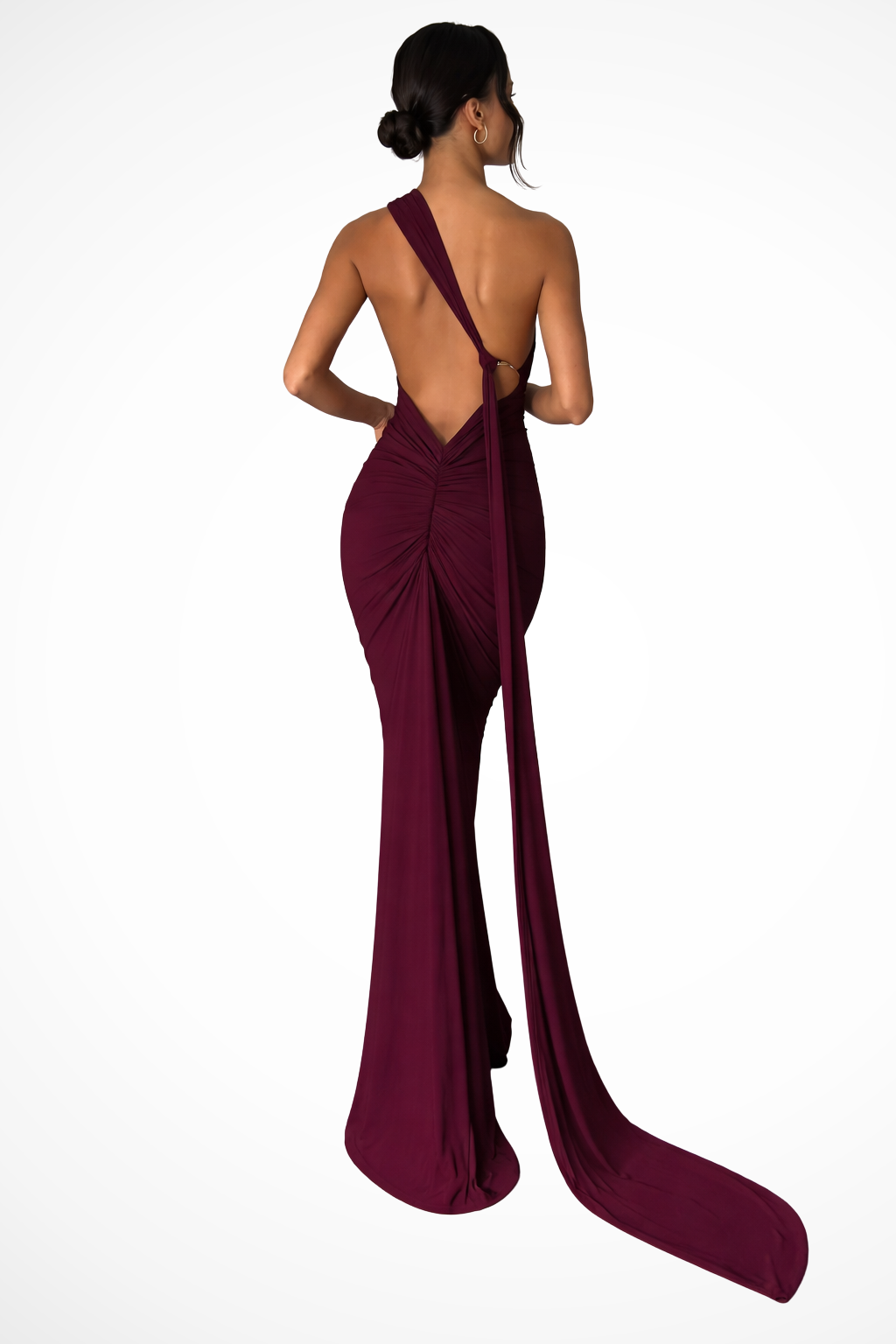 Seraphina | Elegant One Shoulder Ruched Back Formal Maxi Dress