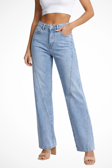 Isadora | Elegant High Waist Wide Leg Denim Jeans