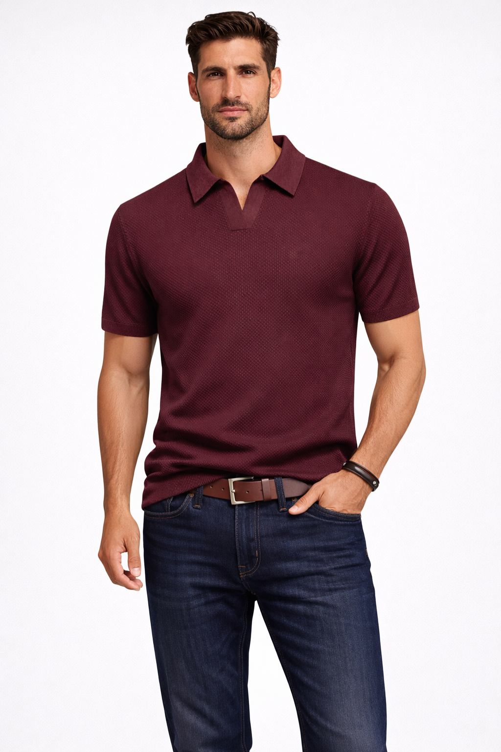 Theodore | Men's Classic Textured Knit Polo