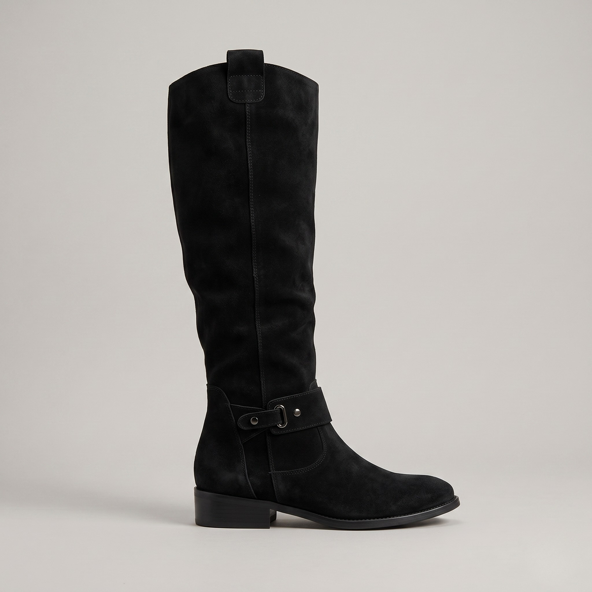 Women's Knee High Boots - Slouchy Shaft - Low Block Heel