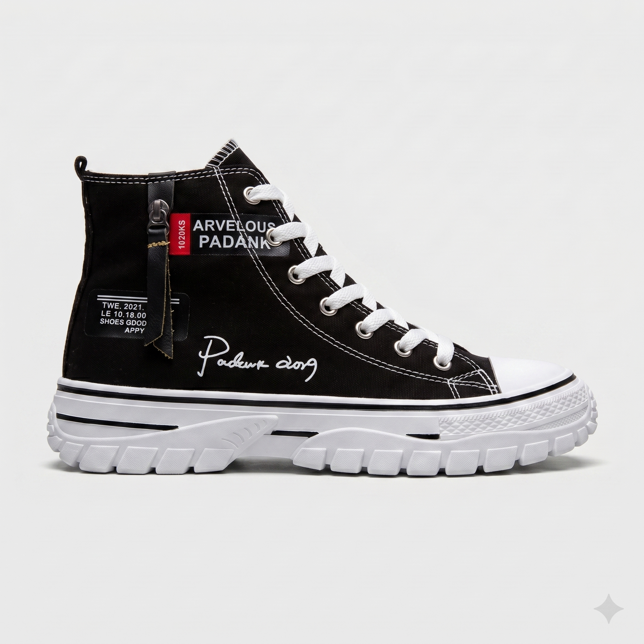 Men's High Tops Canvas Platform Sole Lace-Up Round Toe Sneakers