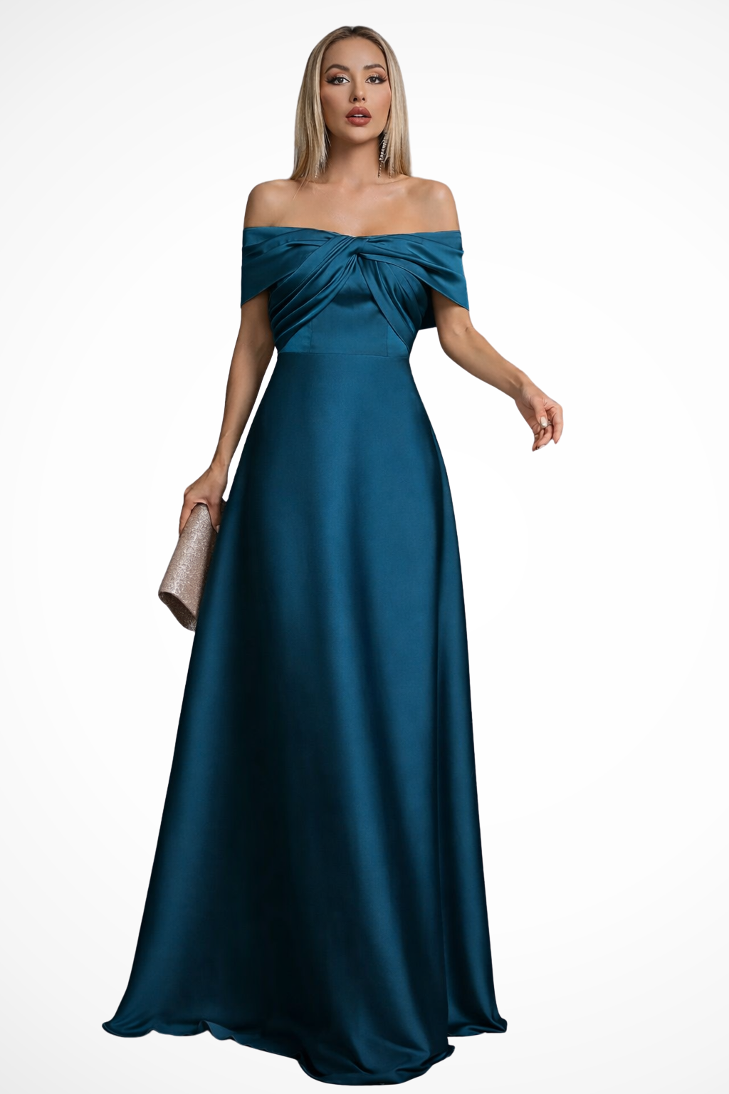 Rosalind | Elegant Off Shoulder Twisted Knot Formal Maxi Dress