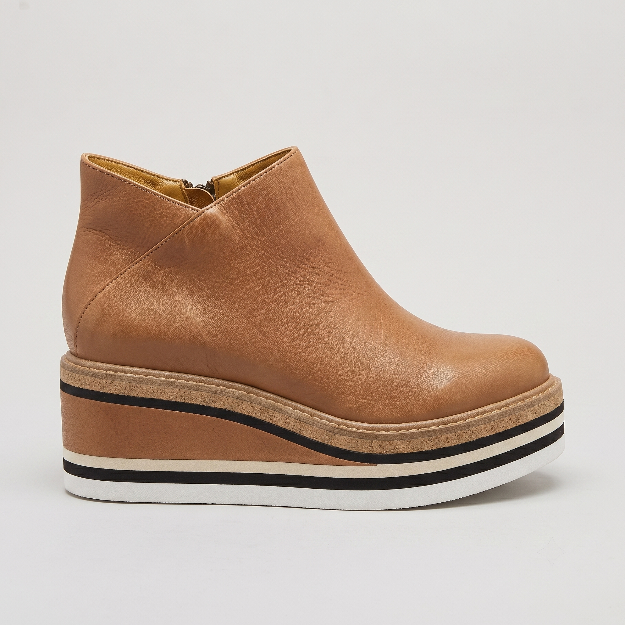 Women's Ankle Boots Platform Wedge Sole Zip Closure Round Toe