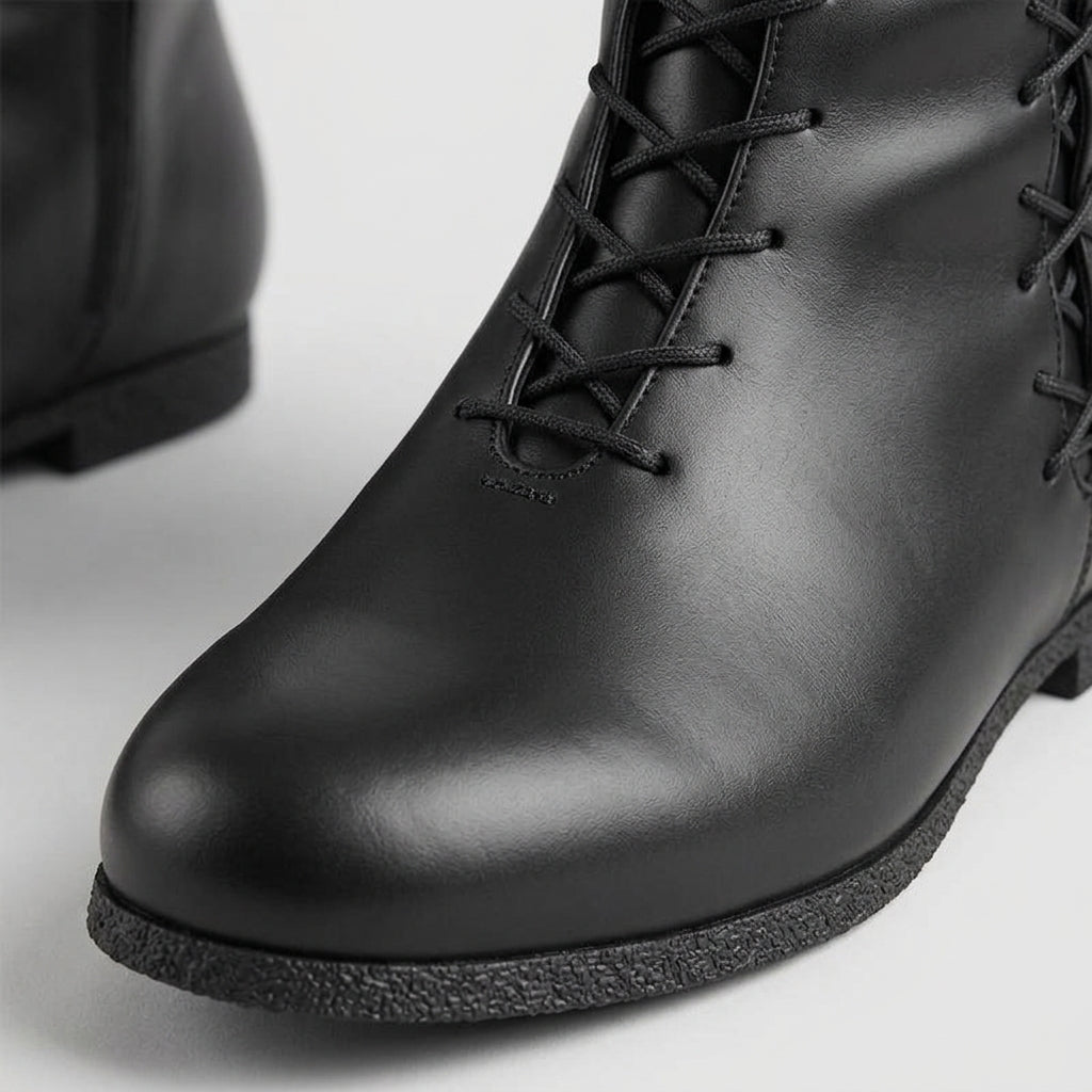 Men's Boots Mid-Calf Lace-Up Flat Sole Round Toe