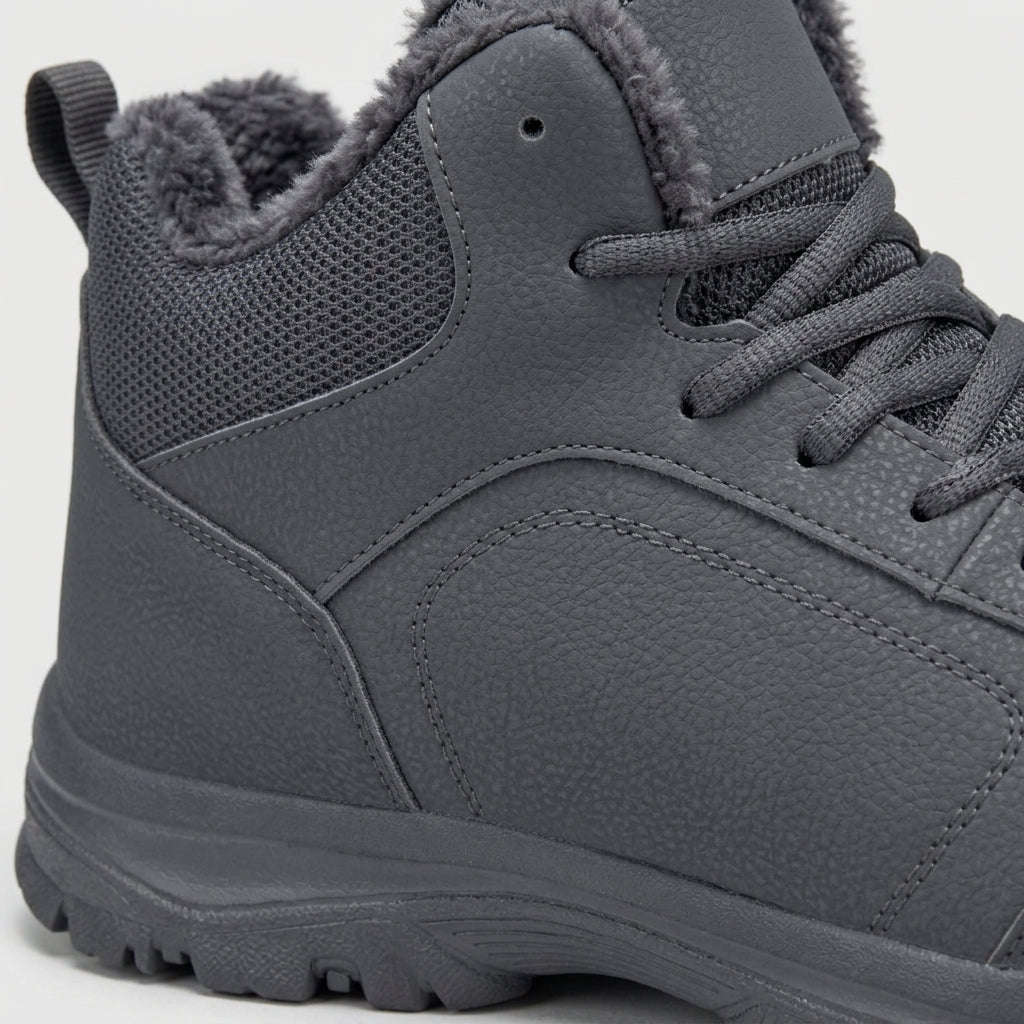 Men's Ankle Boots Lace-Up Fur-Lined Round Toe Rugged Tread