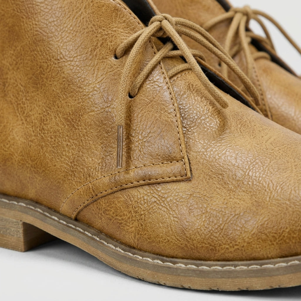 Men's Chukka Boots - Ankle-High - Lace-Up - Low Block Heel