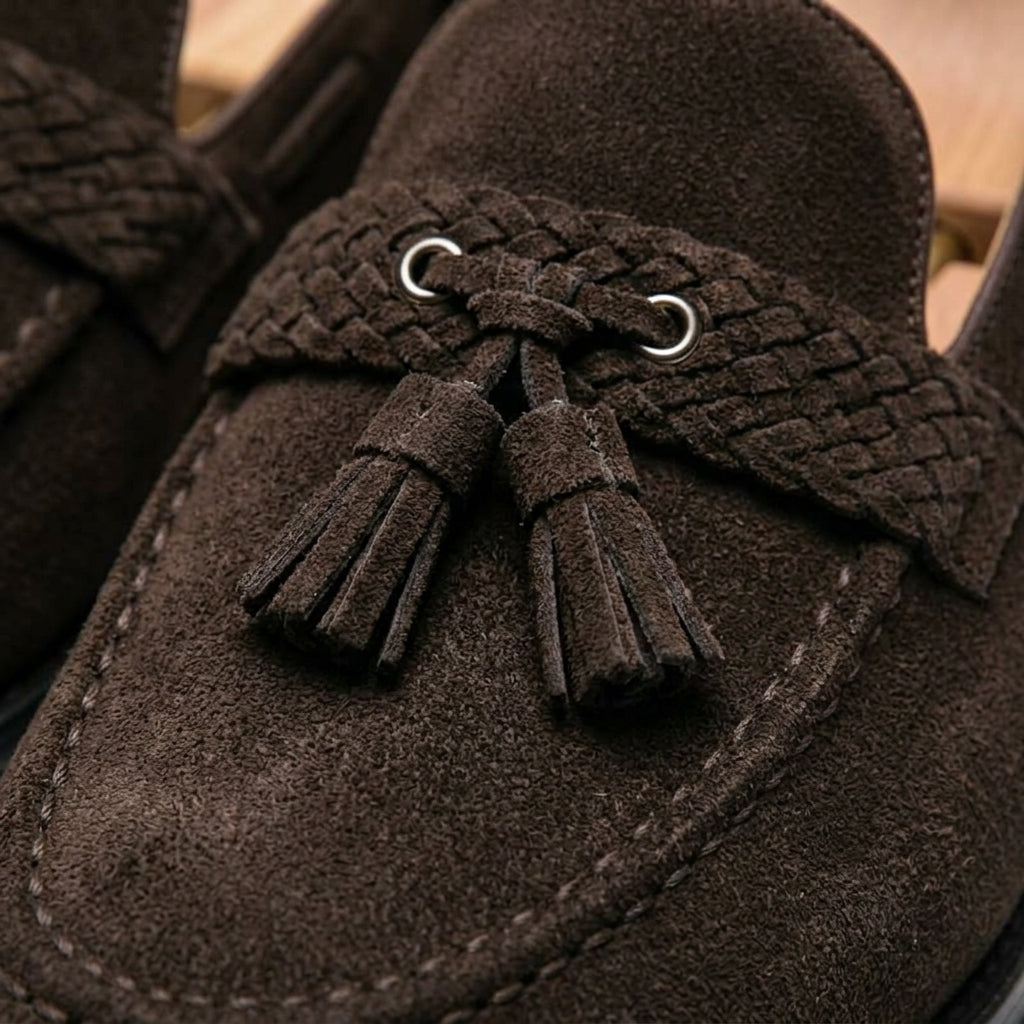 Men's Loafers Tassel Slip-On Moc-Toe Suede Penny Loafers