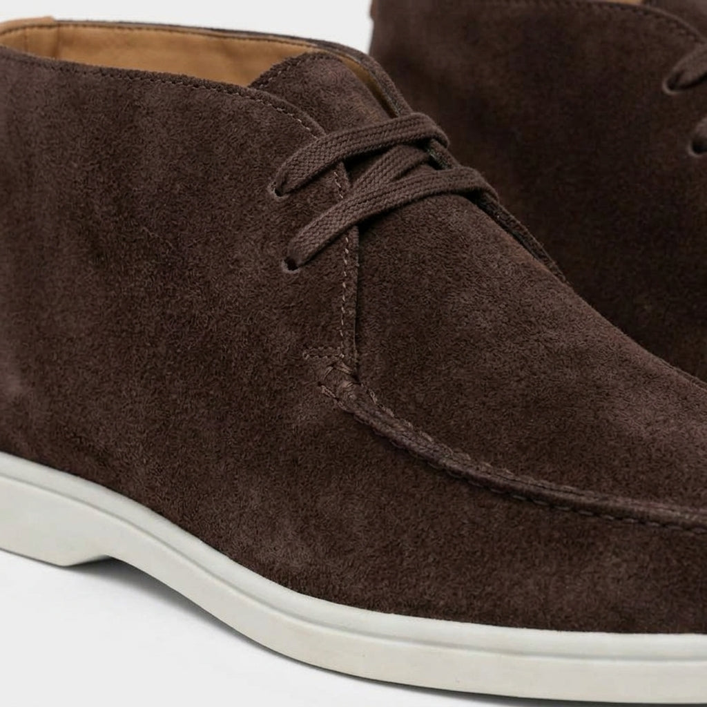 Men's Chukka Boots Suede - Lace-Up - Moc Toe - Rubber Sole