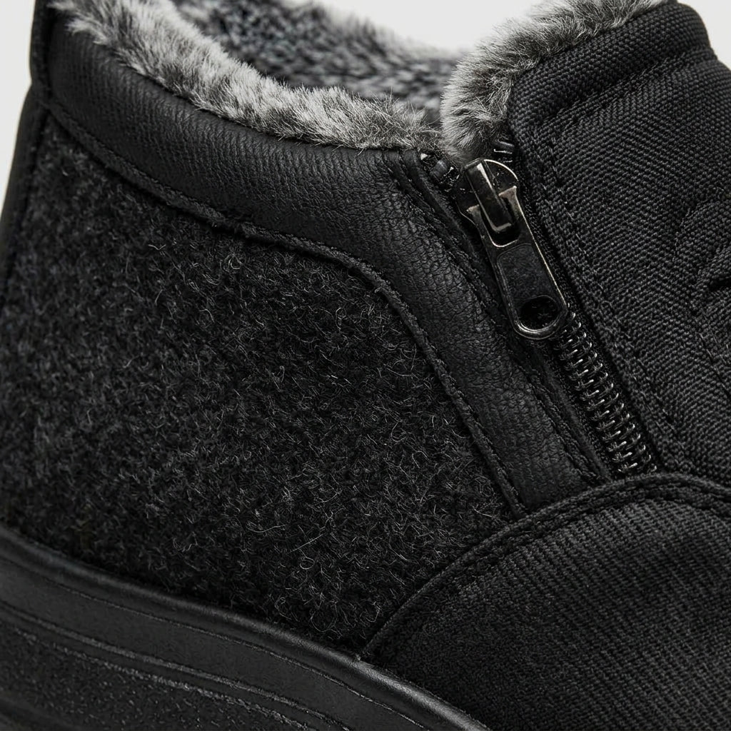 Men's Ankle Boots Faux Fur Lined Side Zip Lug Sole