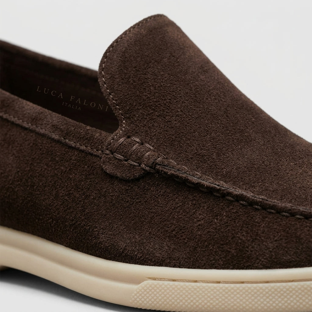 Men's Penny Loafers Suede Slip-On Moc-Toe Flat