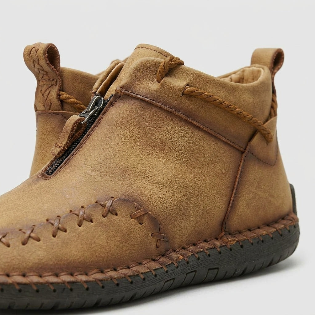 Men's Ankle Boots Stitched Panel Lace-Up Casual Outdoor