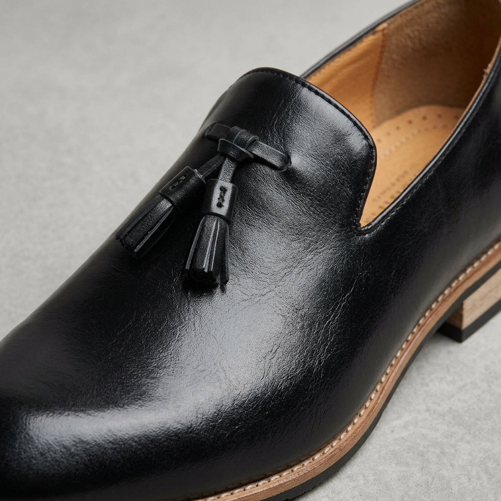 Men's Pointed Toe Tassel Loafers with Slip-On Closure