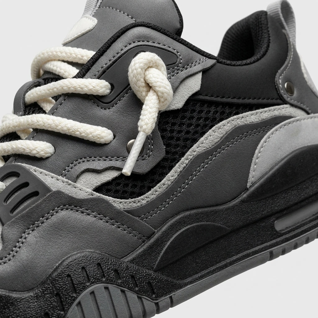 Men's Sneakers Chunky Platform - Mesh Panel - Lace-Up