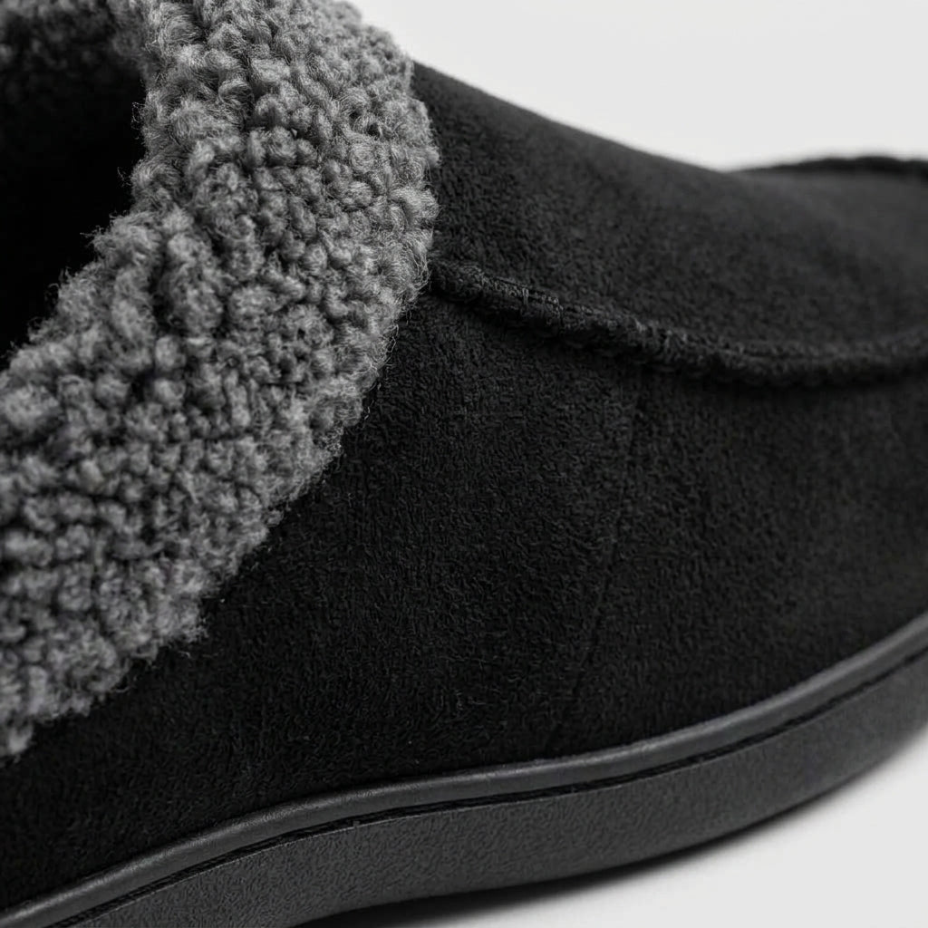 Men's Slippers Moccasin-Style Slip-On Fleece-Lined Suede Upper