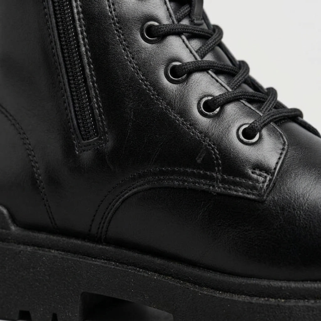 Men's Ankle Boots Lace-Up Side Zip Platform Lug Sole