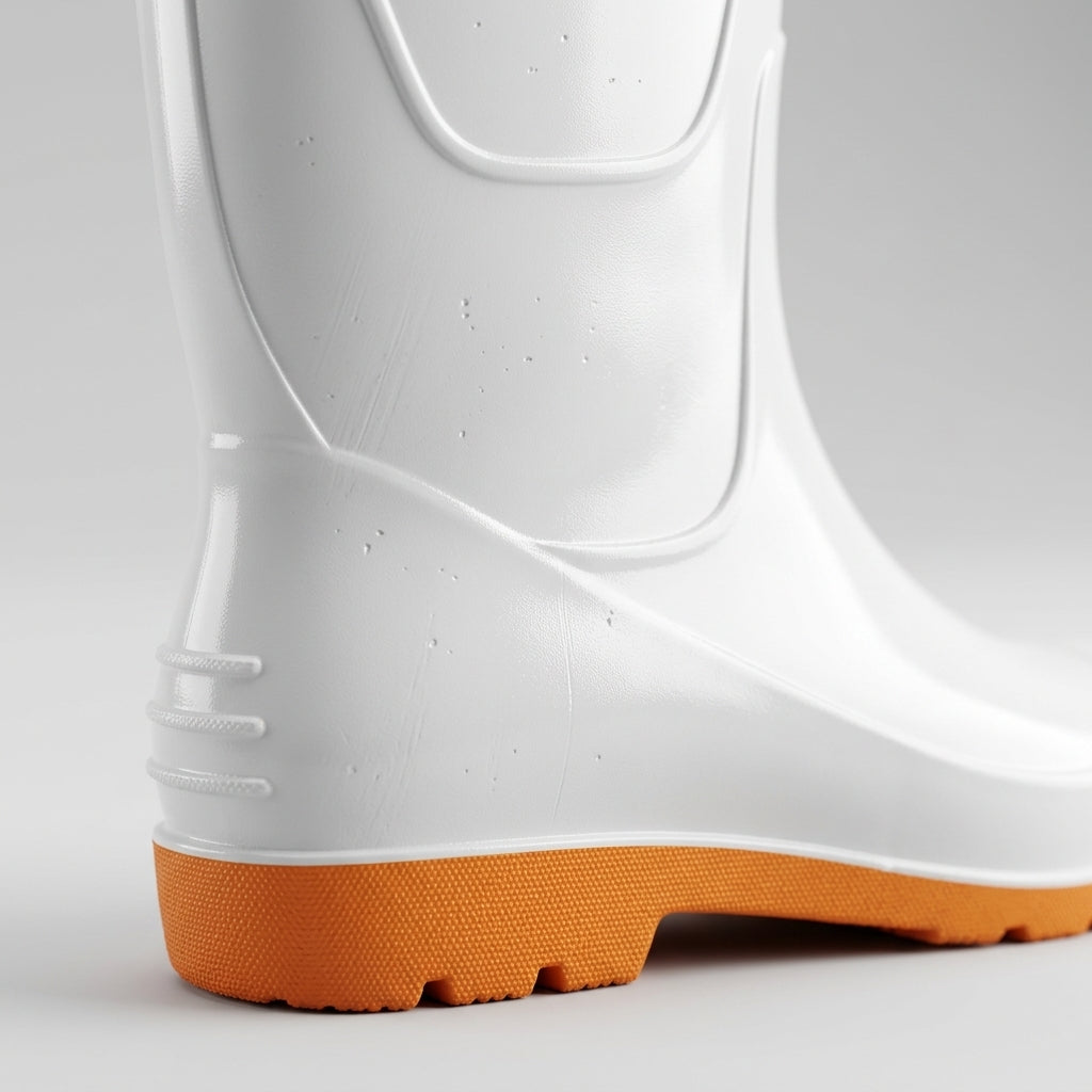 Women's Rain Boots - Mid-Calf - Glossy PVC - Light Wedge Heel