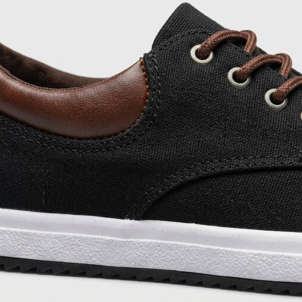 Men's Sneakers Canvas Lace-Up Low-Top Round Toe Rubber Sole