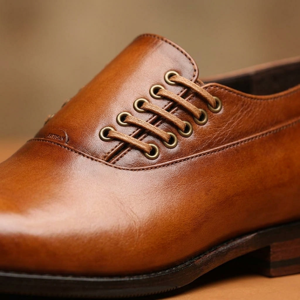 Men's Dress Shoes Pointed Toe Side Lace-Up Low Heel