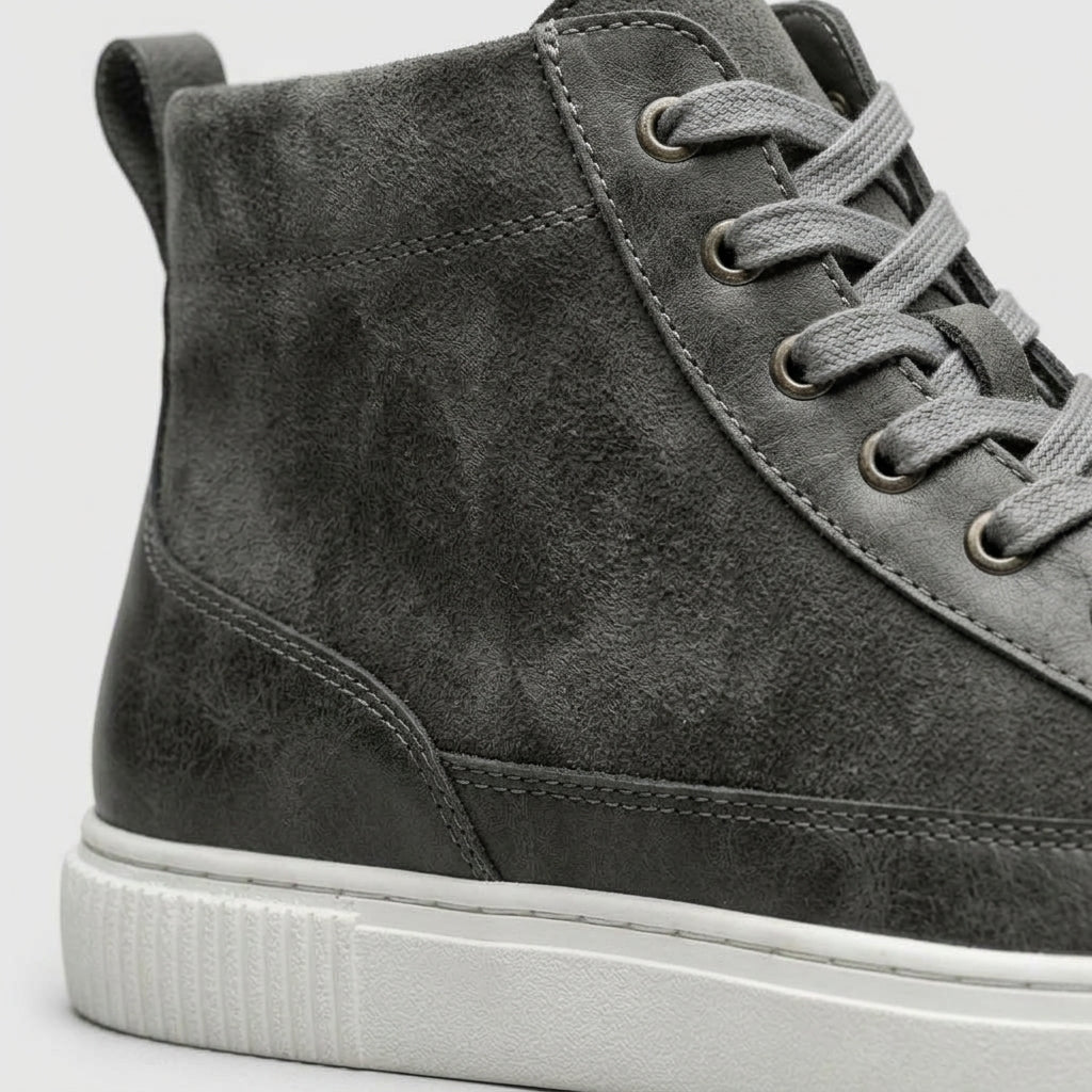Men's High-Top Sneakers - Lace-Up - Platform Sole - Ankle Height