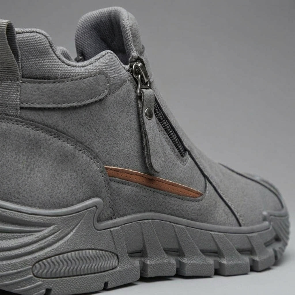 Men's Ankle Boots Zip Closure Round Toe Lug Sole