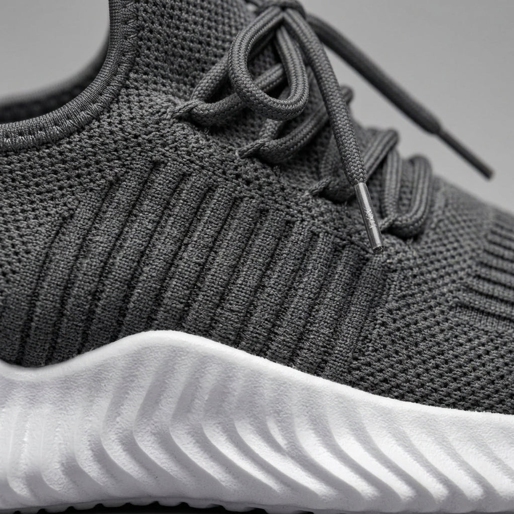 Men’s Knit Mesh Sneakers with Lace-Up Front, Sock Collar and Ridged Sole