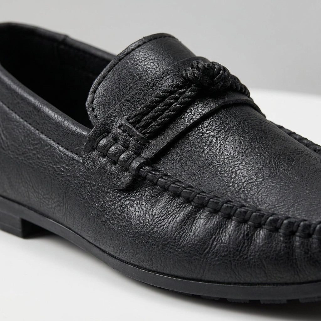 Men's Penny Loafers Moc-Toe - Knotted Tie Detail - Slip-On Flats